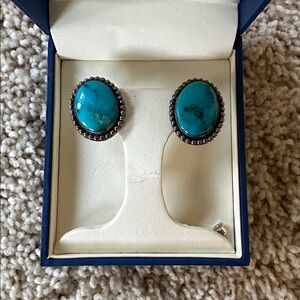 Turquoise Native American oval stud earrings